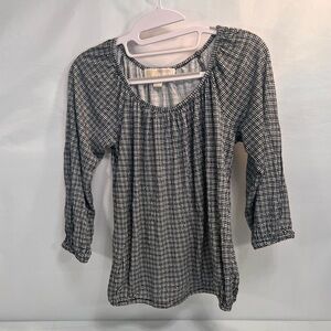 NWT Michael Kors Black and White Gingham 3/4 Sleeve Sz P (2) 100% viscose